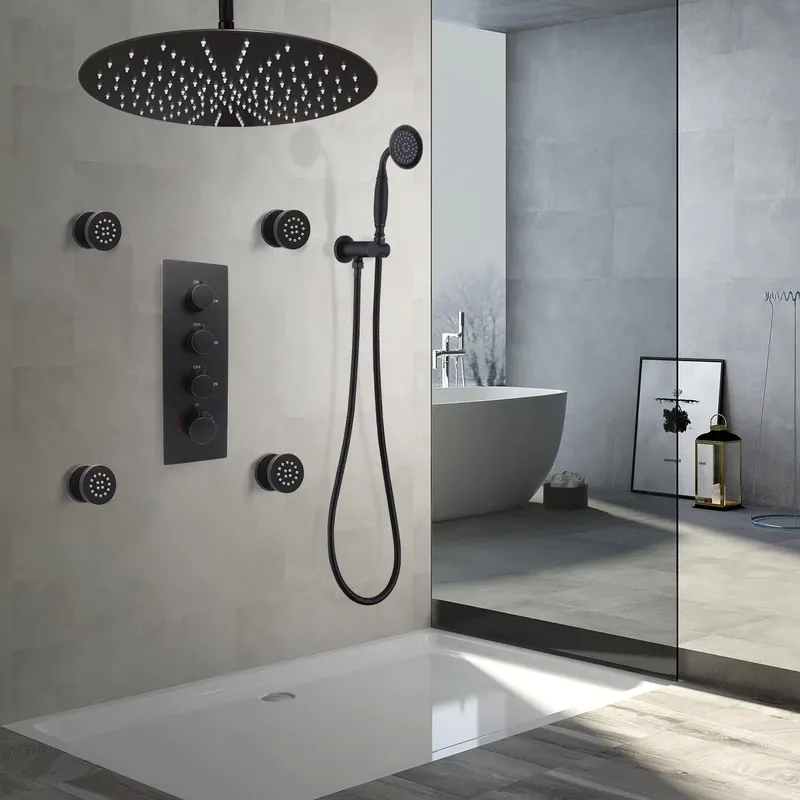 Spa&Wellness Earth City Шелепиха - 4-Piece Matte Black Ceramic Adjustable Flow