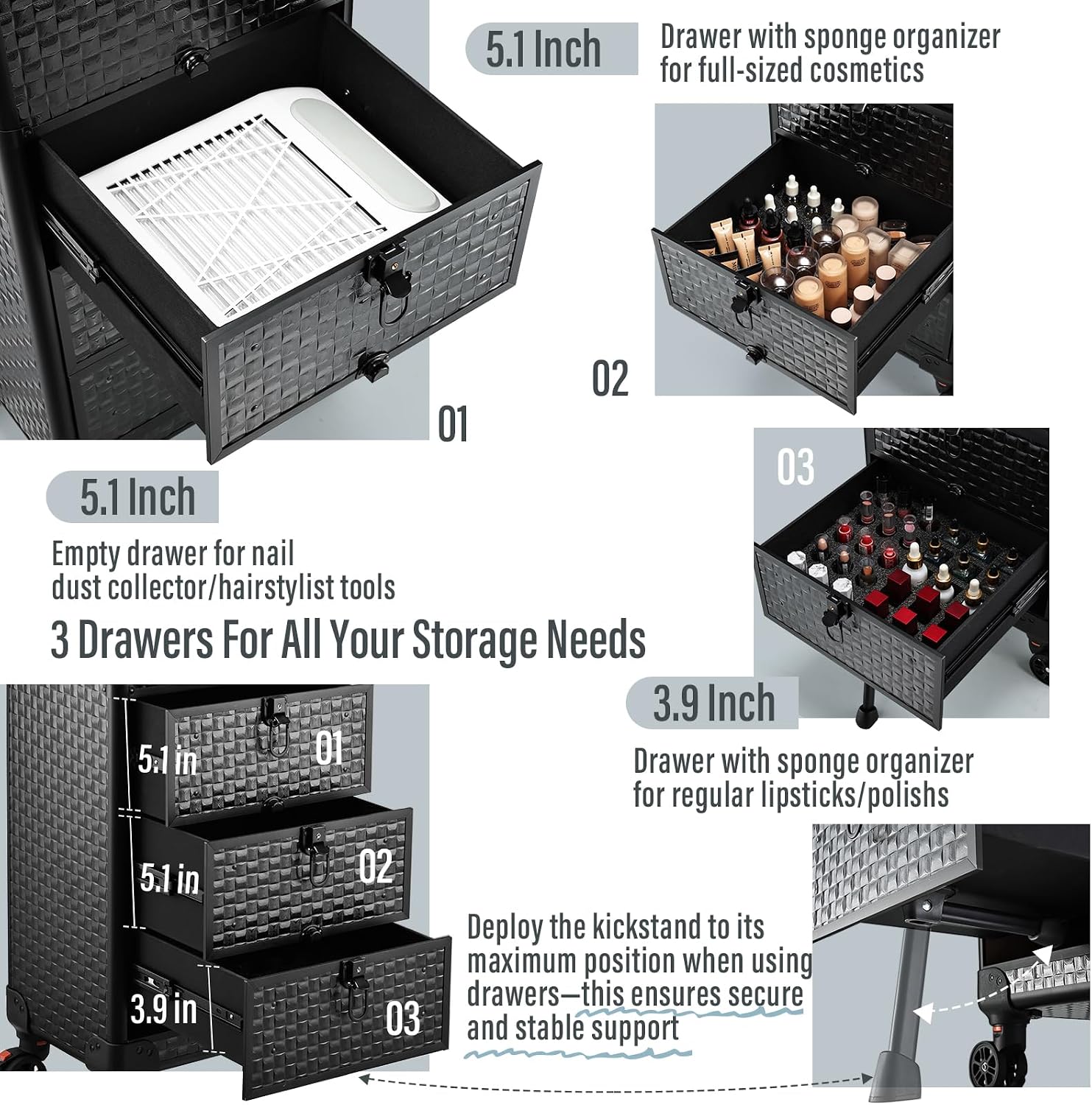 Rolling Salon Cart with 3 Draw - Spa&Wellness Earth City Шелепиха recension och pris