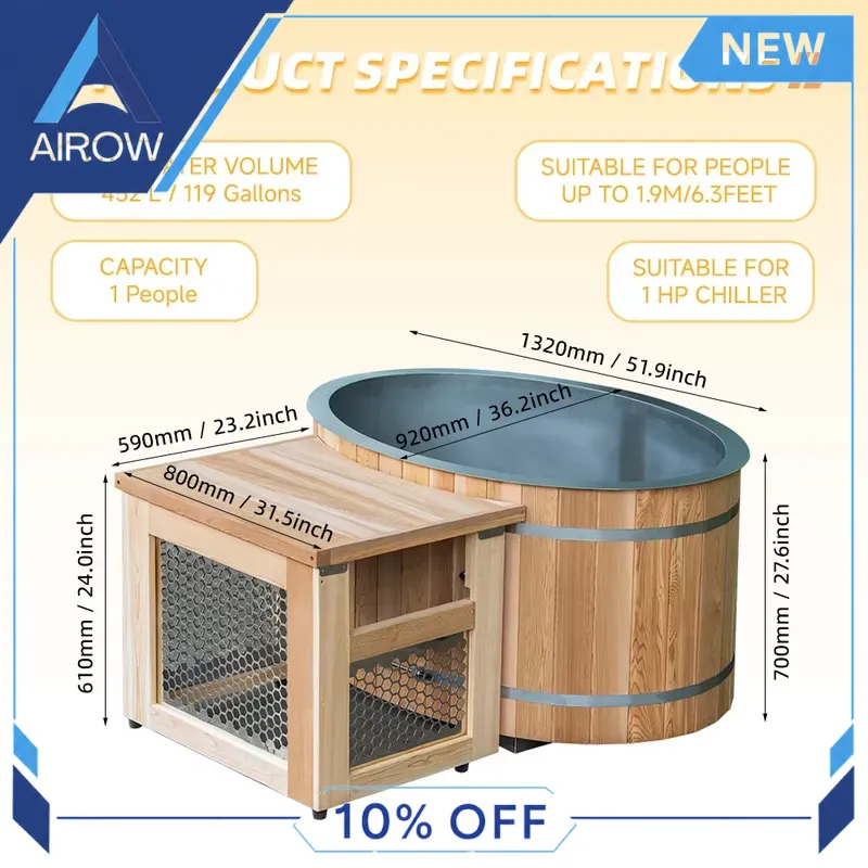 for Wood Cold Plunge Tub 1HP C - Spa Wellness Gym recension och pris
