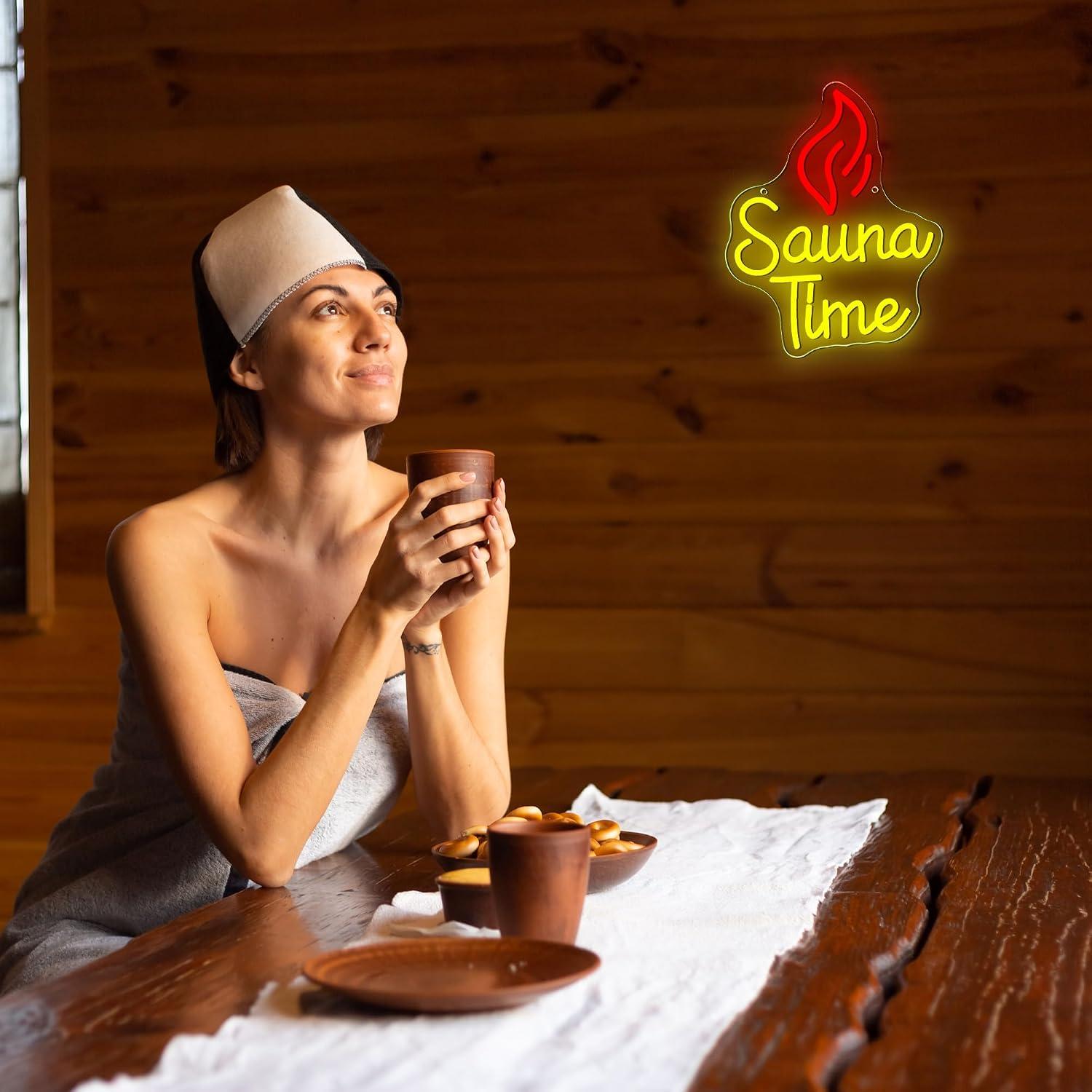 Sauna Time Neon Sign USB Dimma - Spa Wellness Gym recension och pris